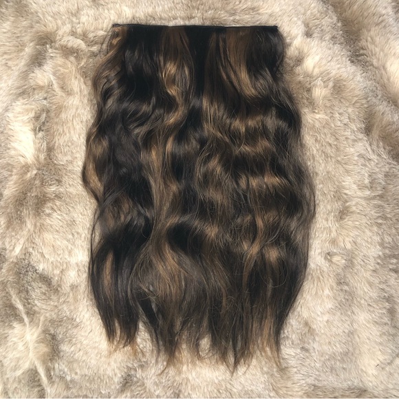 KooKaStyle Balayage Dark Brown to Chestnut Halo Synthetic Clip-in Hair Extension - Picture 2 of 5